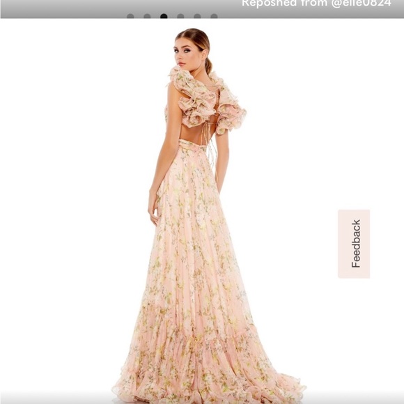 Mac Duggal Dresses & Skirts - MAC DUGGAL Ruffled Floral Cut-Out Chiffon Gown 67803